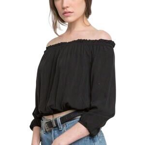 Brandy Melville Crop Top Off the Shoulder Black Women's Size One Size